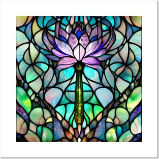 Stained Glass Lotus Flower Posters and Art